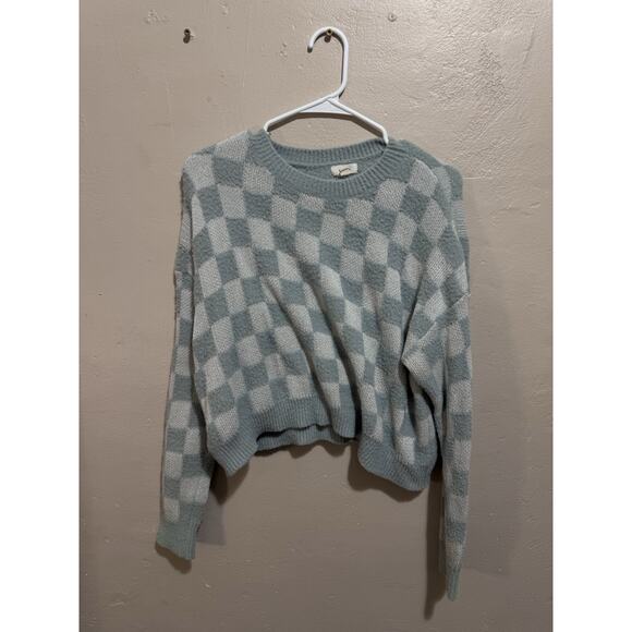 Woman’s Debut Cropped Checkered Sweater Size Large - Picture 1 of 3
